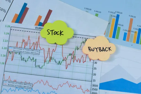 Concepto Stock Buyback Escribir Notas Adhesivas Aisladas Tabla Madera —  Fotos de Stock