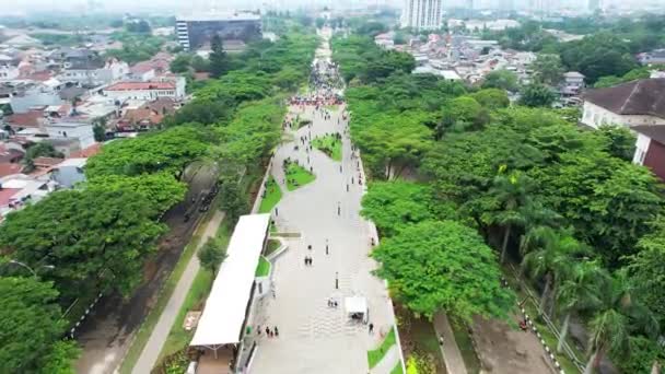Вид Воздуха Высокое Здание Форме Легкого Бандунг Индонезия — стоковое видео