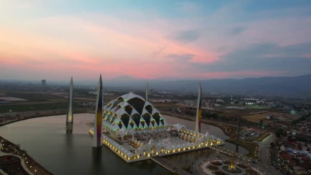Vista Aérea Mostrar Jabbar Grande Mesquita Marco Ícone Província Java — Vídeo de Stock