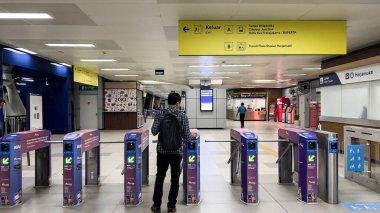 LRT Jakarta train station interior view. Indonesia public transportation. Bekasi, Indonesia, May 1, 2024 clipart