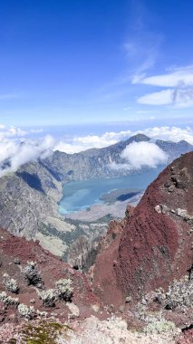 Göl ve yüksek zirveli yüksek dağ manzarası