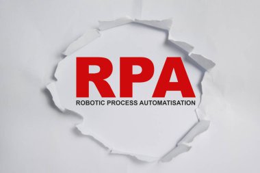 RPA - yırtık kağıda yazılmış robotik Süreç Otomatikleştirme Metni