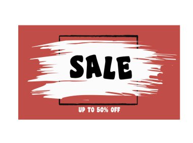 Son satış etiketinin veya pankartın vektör resmi. Beyaz arka planda siyah harflerle satılan yazı. Kırmızı ıslaklığın ana arkaplanı