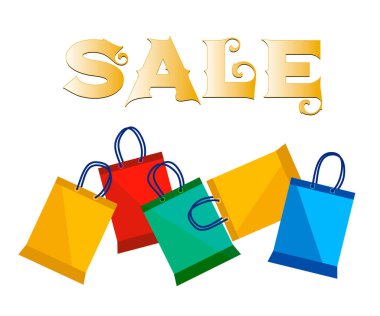 Vektör yazıt satışı ve renkli paketler