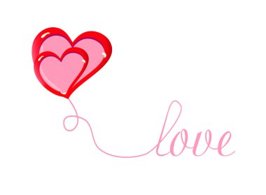 Beyaz bir arka planda Kalp ve Aşk