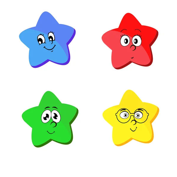 Emoticons Estrelas Multi Coloridas Fundo Branco —  Vetores de Stock