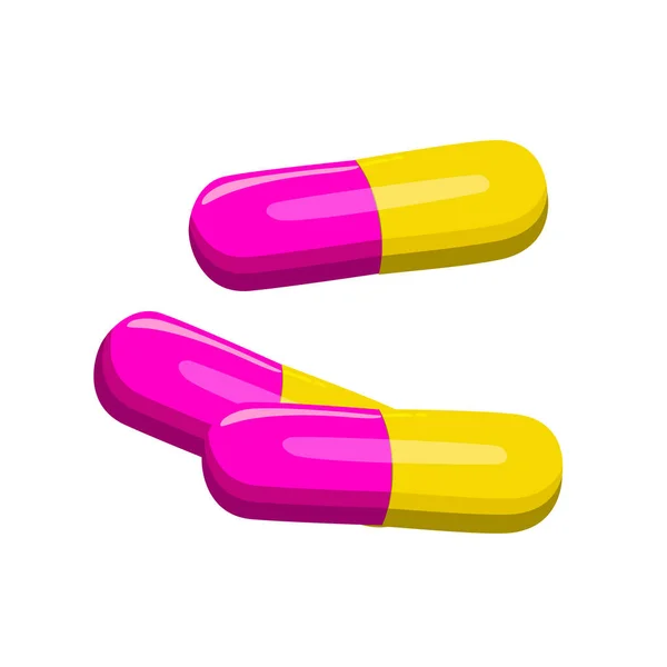 Tabletták Többszínű Tabletták Fehér Alapon — Stock Vector