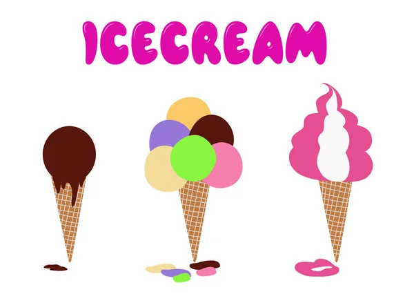 Ice Cream Different Types — Stock Vector