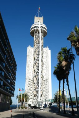 Lizbon. Portekiz. 22 Nisan. 2024. Torre vasco da gama. Tagus Nehri 'nin kıyısında 145 metre yüksekliğinde bir kule. 1998 'de yapılmış..