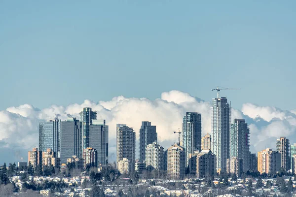 Paisaje Urbano Metrotown Temporada Invierno Ciudad Nebulosa Mañana Invierno Vancouver — Foto de Stock
