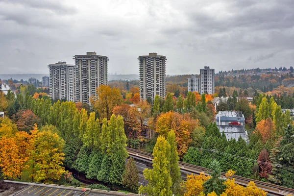 Árboles Coloridos Paisaje Urbano Temporada Autum Burnaby Canadá Caer Una — Foto de Stock