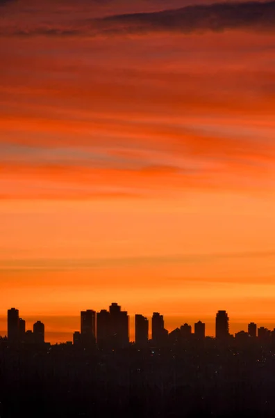 Urban Silhouette Buildings Sunset Sky Background — Stock Photo, Image