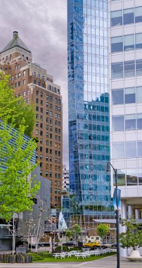 Vancouver şehir merkezindeki modern ve tarihi binalar, İ.Ö..