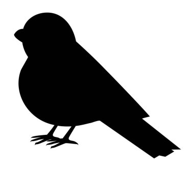 Saka kuşu silueti izole edildi. Boğa ispinozu vektör çizimi. Noel vektörü dekoratif ögesi