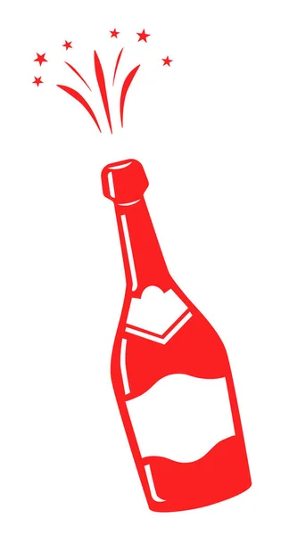 Illustration Bouteille Champagne Isolée Vecteur Noël Icône Plate Isolé — Image vectorielle