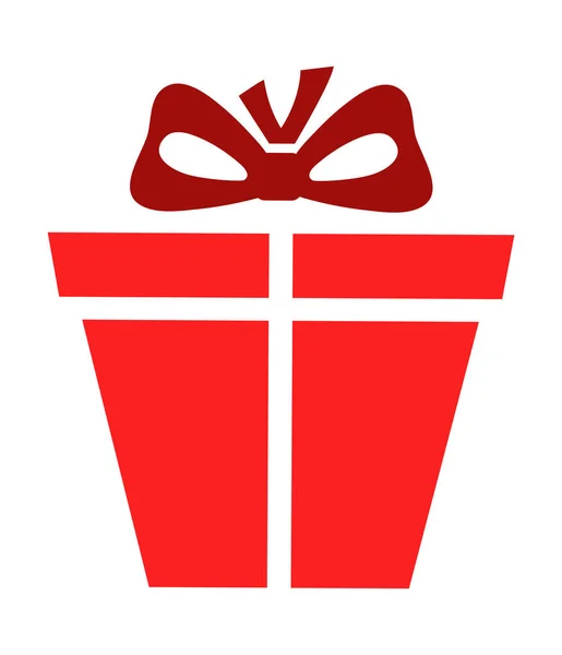 Иконка Плоской Коробки Подарка Изолирована Рождественская Подарочная Коробка Луком Иллюстрации — стоковый вектор