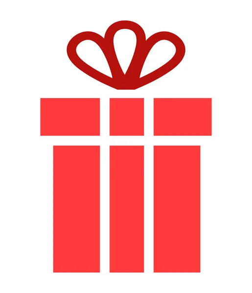 Иконка Плоской Коробки Подарка Изолирована Рождественская Подарочная Коробка Луком Иллюстрации — стоковый вектор