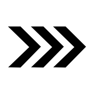 Üçlü ok. Üç keskin ok. Üçlü yön işaretleyici. Kara ok simgesi sağ tarafı gösteriyor. Vektör illüstrasyonu