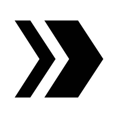 Çift ok. İki ok. Yön gösterici. Kara ok simgesi sağ tarafı gösteriyor. Vektör illüstrasyonu