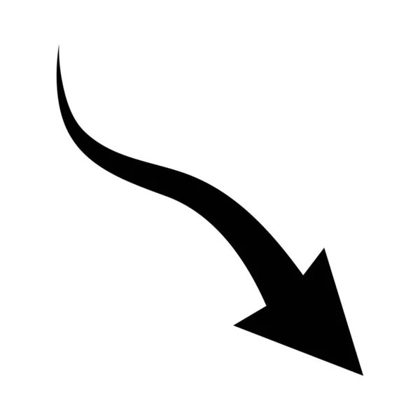 Icône Flèche Courbe Nette Illustration Vectorielle Flèche Arrondie Noire Pointeur — Image vectorielle