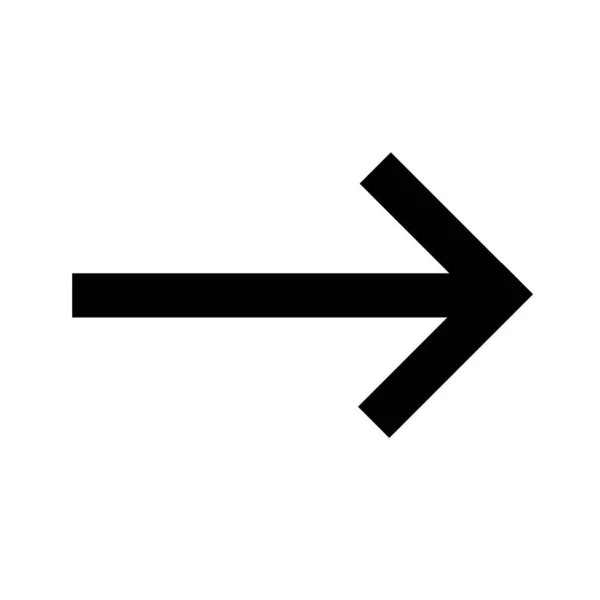 細い直線矢印アイコン 右を指す黒い矢印 黒の方向ポインタ ベクターイラスト — ストックベクタ