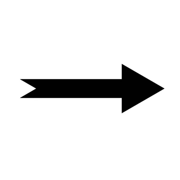 Icône Flèche Droite Avec Extrémité Fourchue Flèche Noire Pointant Vers — Image vectorielle