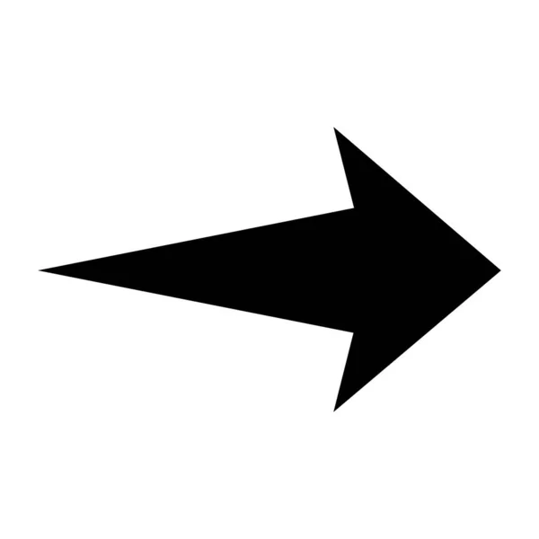 Ikona Rovné Šipky Černá Šipka Ukazuje Doprava Černá Směrová Svítilna — Stockový vektor