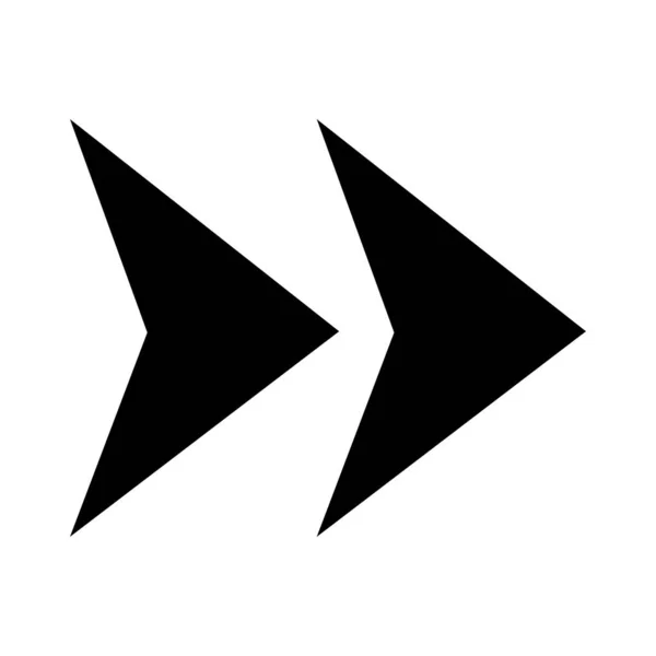 二重の矢 2本の鋭い矢 三角形の方向ポインタ 黒い矢印のアイコンが右側に表示されます ベクターイラスト — ストックベクタ