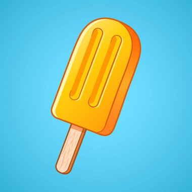 Meyveli buz çizimi. Çubukta portakallı meyveli dondurma. El çizimi vektör illüstrasyonu