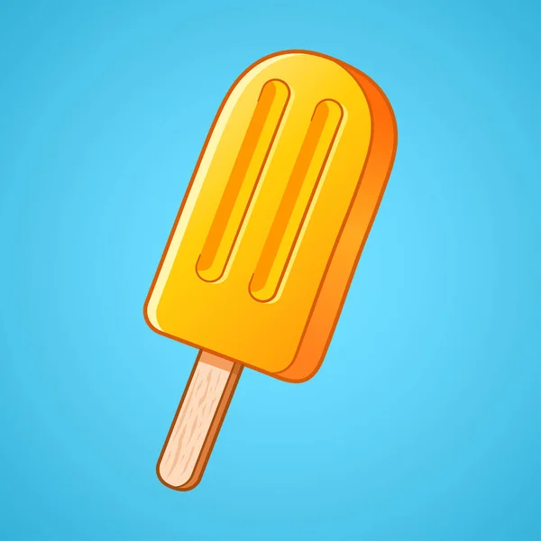 Фруктовый Лёд Апельсиновое Фруктовое Мороженое Палочке Ручная Векторная Иллюстрация — стоковый вектор