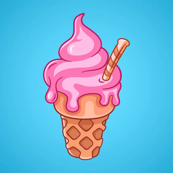 Иллюстрация Мороженого Мороженое Чашке Ручная Векторная Иллюстрация — стоковый вектор
