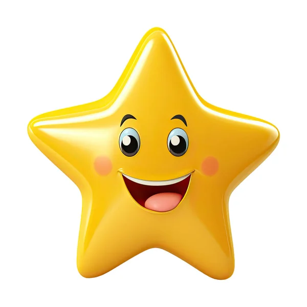 Smiling Star Model Character Cartoon Illustration Cute Little Star Mascot — Stock Photo, Image