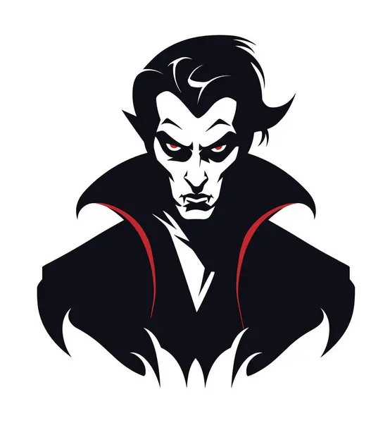 Vampir Dracula Porträt Halloween Illustration Schwarz Weiß Farben — Stockvektor