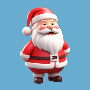 Noel Baba 3D illüstrasyon çizimi. Çizgi film karakteri Noel Baba oyuncağı. Santa 3D sanat soyutlanmış. Yeni yıl ve Noel tatili için klip sanatı.