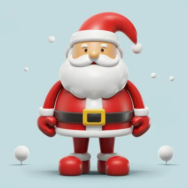 Santa Claus 3d icon. Cartoon, toy style. 3d illustration render. Cartoon character Santa Claus toy. Santa 3d clip art isolated. Clip art for New Year and Christmas holidays.