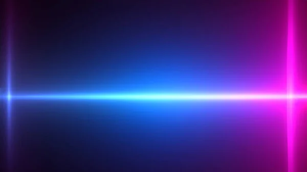Neon rays. Laser beams. Blue and pink light beams shining on black background. Syntwave abstract background.