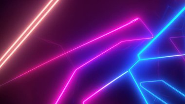 Neon background with glowing multicolored lights. Abstract stylish cyberpunk background. Purple, blue and red colors.