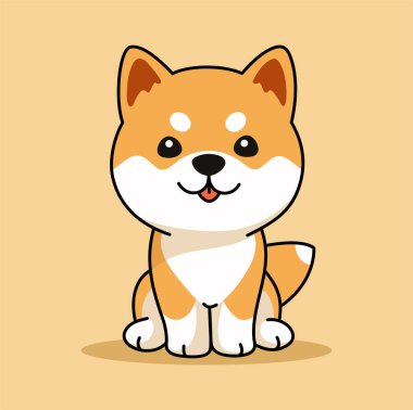 Shiba Inu köpek yavrusu düz vektör çizimi. Katı arka planda izole edilmiş şirin Siba-inu köpek vektörü minimalist sanat.