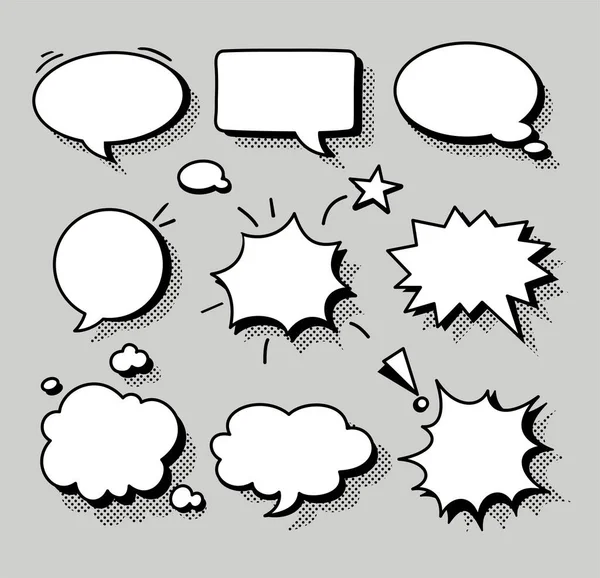 Comics Speech Bubbles Vector Illustrations Collection Words Balloon Cartoon Illustrations — Stock Vector