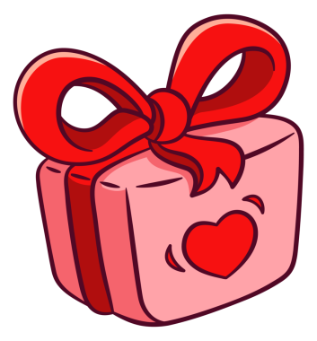 Kalp çizimi izole edilmiş kırmızı hediye kutusu.