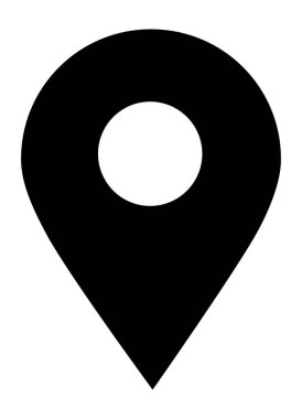 Konum haritası simgesi simgesi. Beyaz arka planda siyah iğne izi var. Düz Çizim