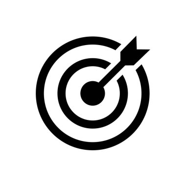 Hedef simgesi. Okla hedefin basit vektör düz simgesi. Gol başarısı. Satır sembolü