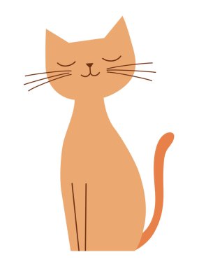 Oturan kedi resmi. Çizgi film komik kedicik karakteri. Basit illüstrasyon beyaz arkaplanda izole edildi.
