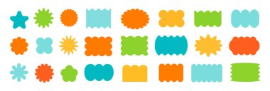 Soyut geometrik şekiller ve simgeler. Renkli, havalı, vahşi figürler. Modern İsviçre tasarımı estetik.