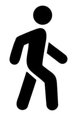 Yürüyen adam işareti beyaz arka planda izole edilmiş. Düz png simgesi. Halk sembolü