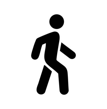 Yürüyen adam işareti beyaz arka planda izole edilmiş. Düz vektör simgesi. Halk sembolü