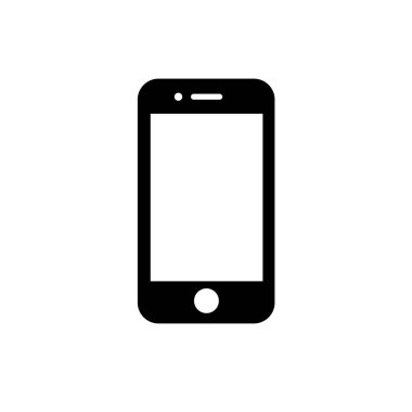 Akıllı telefon siyah ikonu. Telefonun vektör düz illüstrasyonu