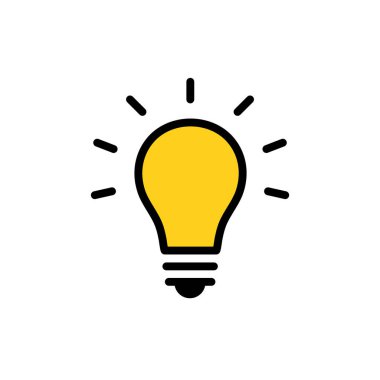 Ampul fikri ikonu. Vektör düz resimleme