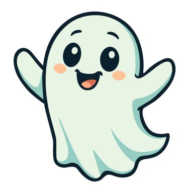 Cadılar Bayramı süslemeleri için sevimli hayalet çizgi film karakteri çizimi