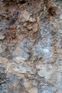 Doğal kaya duvarı, kahverengi, turuncu, gri renkler..